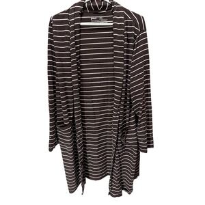 Pact Robe Womens XXL Brown Striped Organic Cotton Open Front Relaxed *
